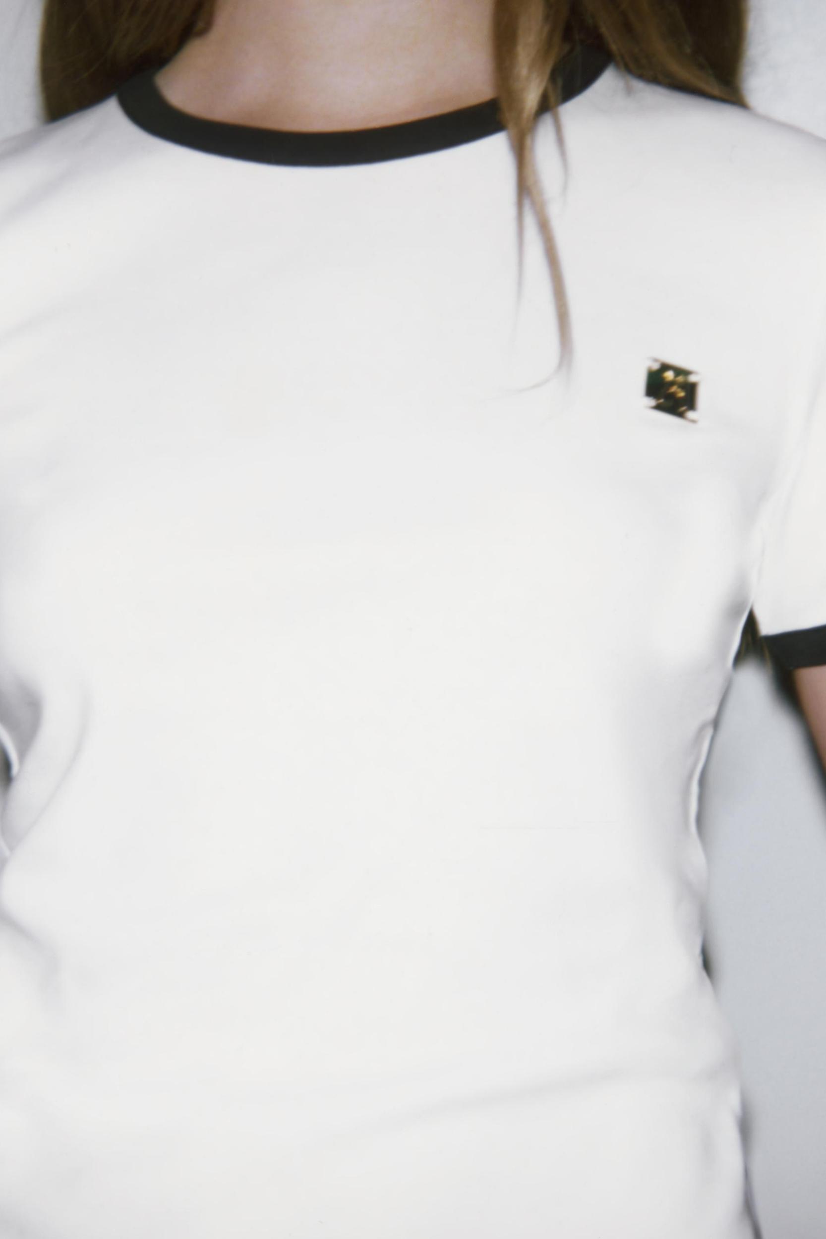 ZARA TRIM T-SHIRT WITH BROOCH Product Image