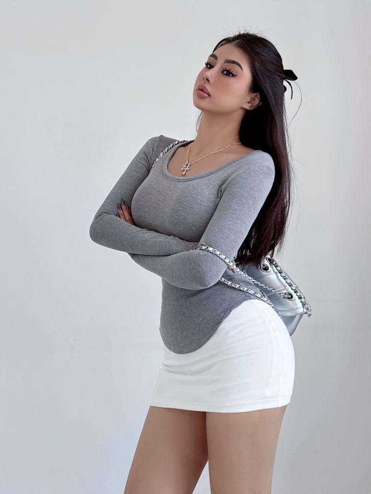 High Rise Plain Mini Pencil Skirt Product Image