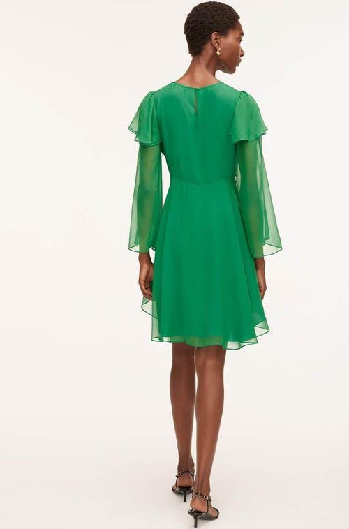 REBECCA TAYLOR Women's Ruffle Silk Mini A Line Dress In Jade Product Image