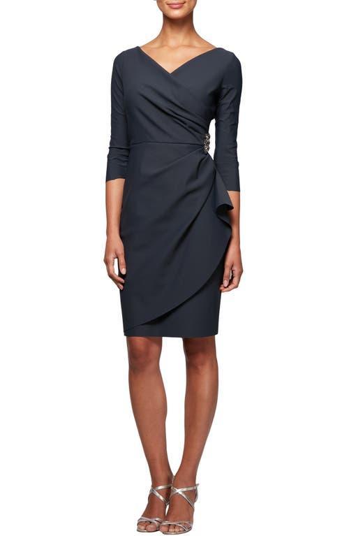 Alex Evenings Long Sleeveless Dress with Cascade Ruffle Detail and Front Slit (Charcoal) Women's Dress Product Image