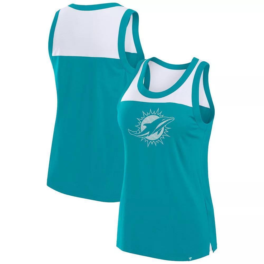 Women's Fanatics Aqua Miami Dolphins Sequin Tank Top, Size: 3XL, Turquoise A Product Image