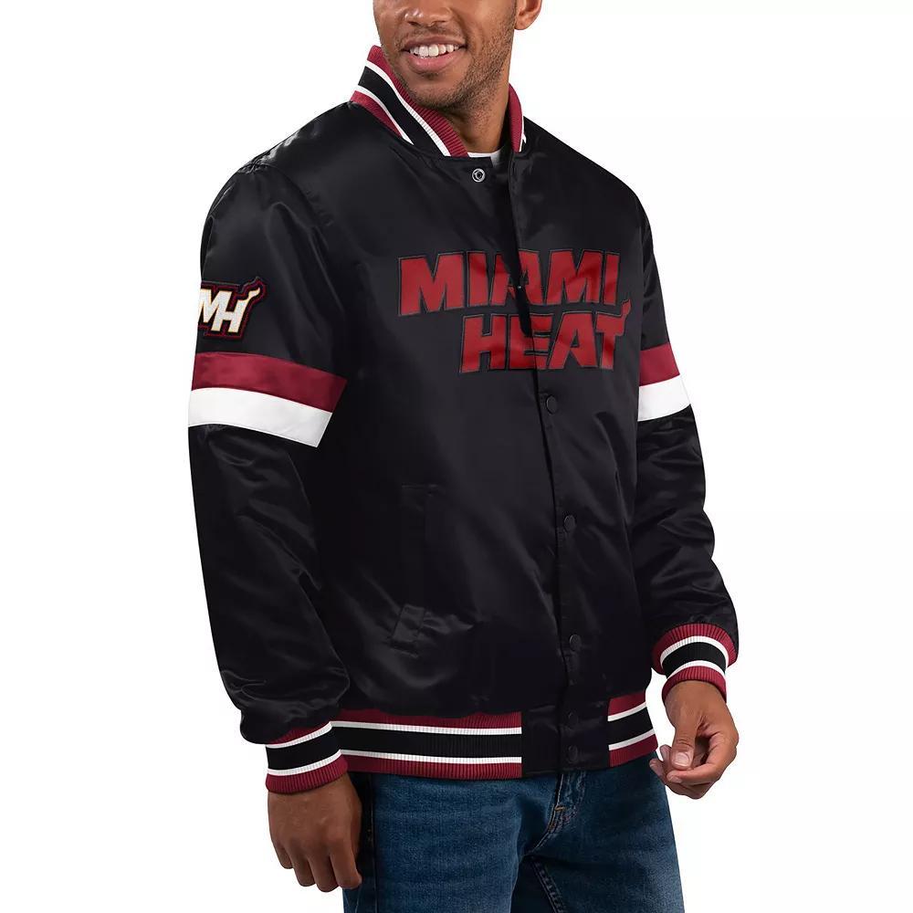 Men's Starter Black Toronto Raptors Home Game Satin Full-Snap Varsity Jacket, Size: Medium, Rpt Black Product Image