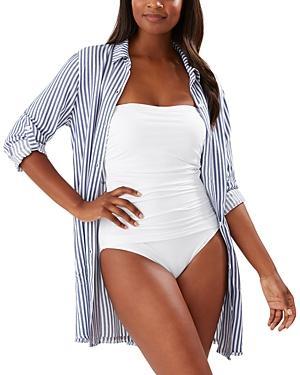 Tommy Bahama Chambray Stripe Boyfriend Shirt Swim Cover-Up Product Image