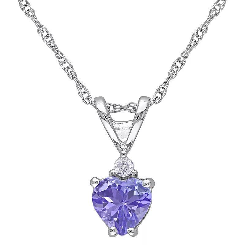 Stella Grace 10k White Gold Tanzanite & Diamond Accent Heart Shaped Pendant Necklace, Womens 10k Whgold Product Image