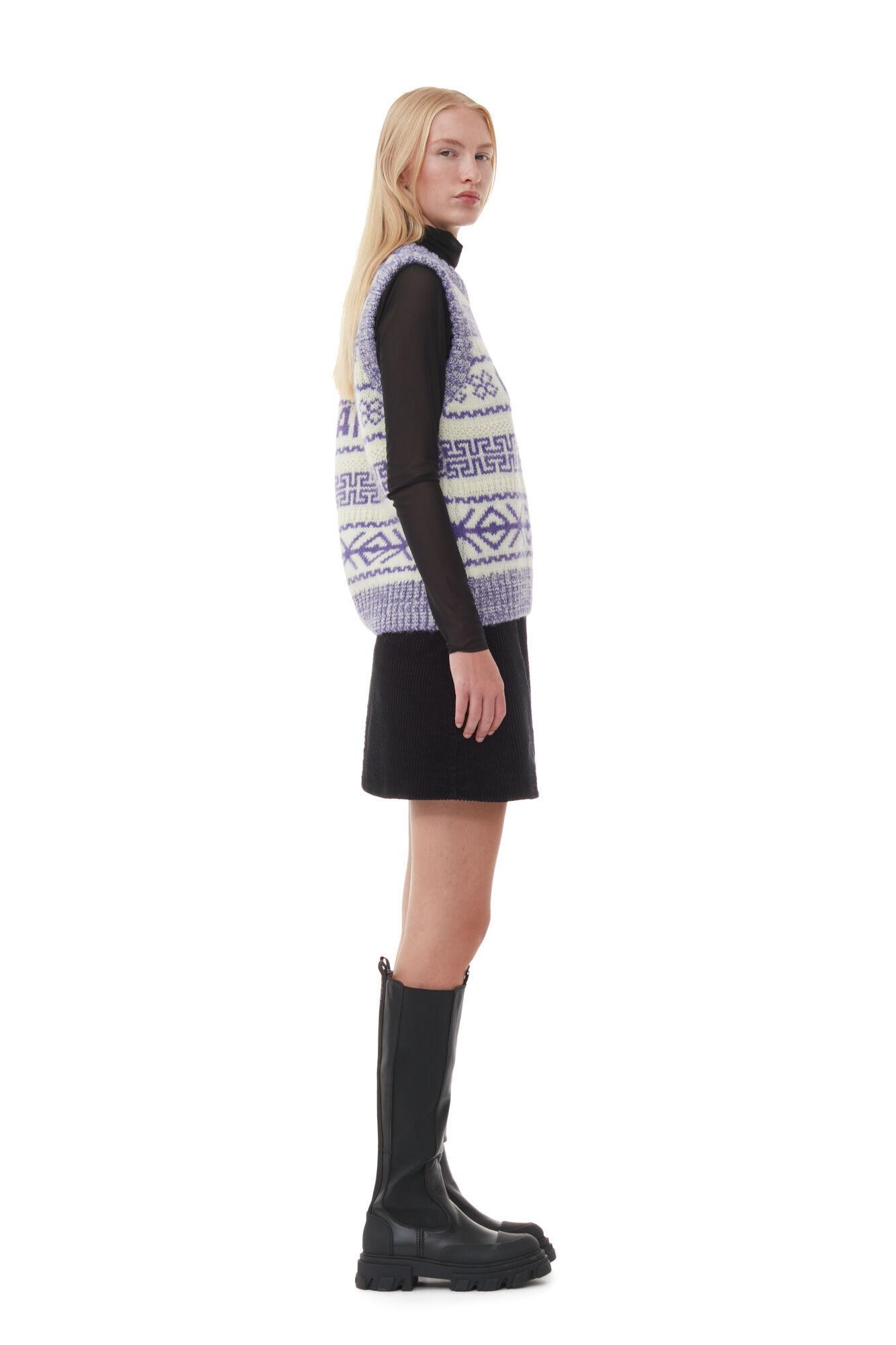 Purple Lambswool O-neck Vest Product Image