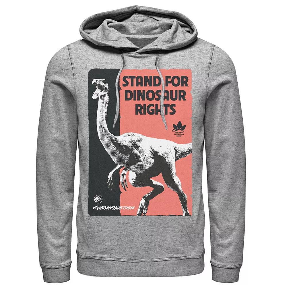 Men's Jurassic World Stand For Dinosaurs Poster Hoodie, Size: Small, Grey Heather Product Image