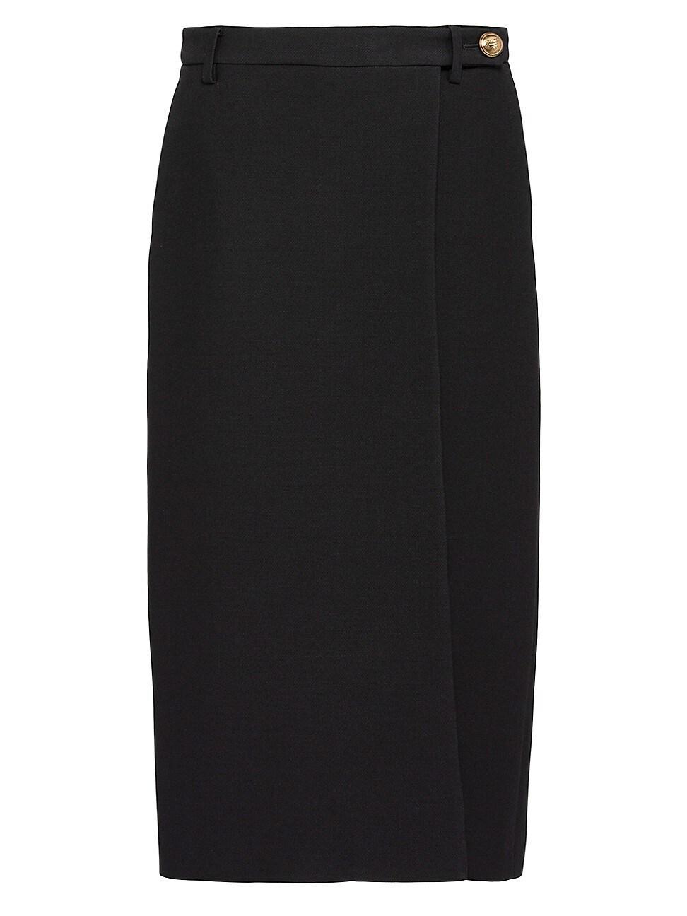 Thigh-Slit Crepe Wrap Midi Skirt Product Image