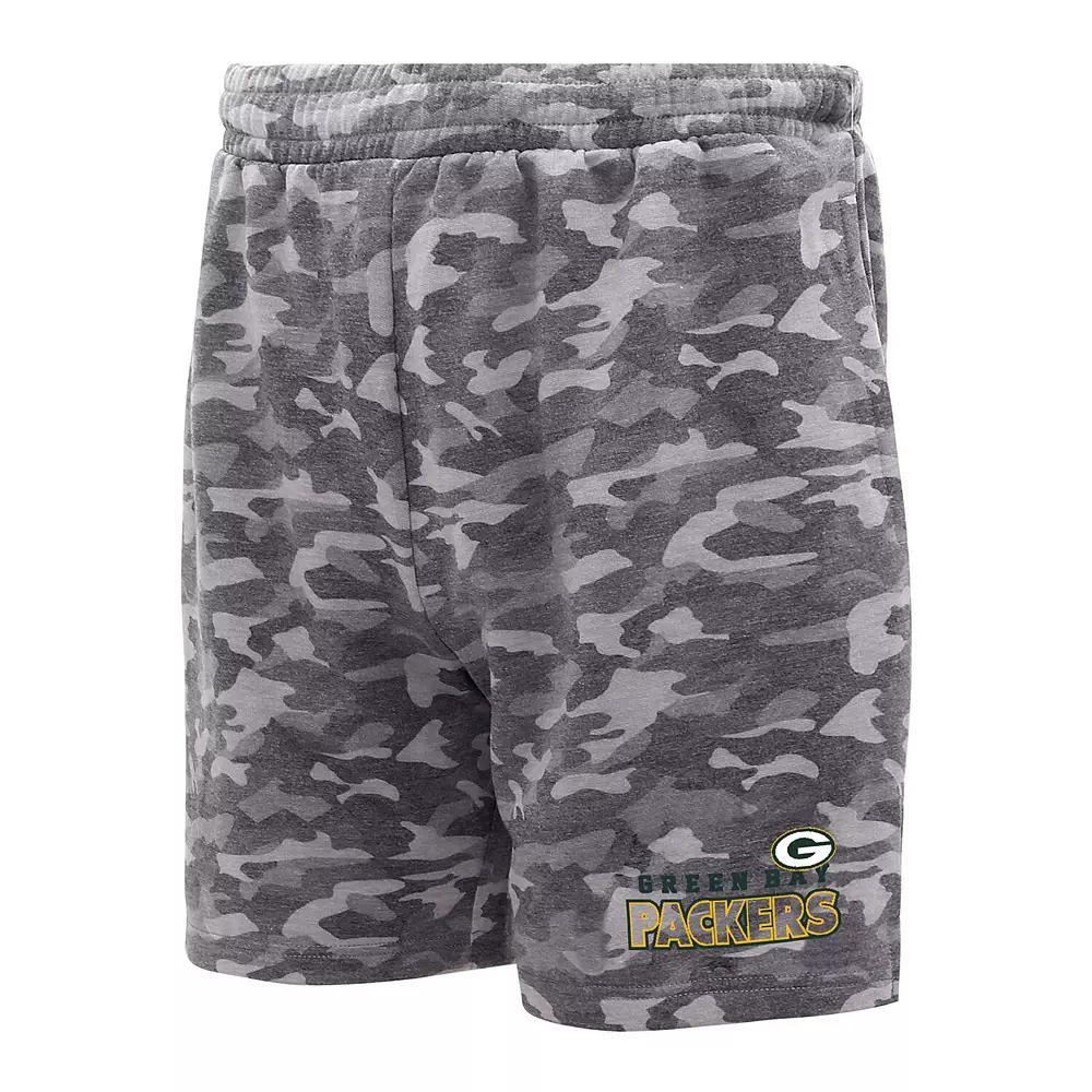 Men's Concepts Sport  Charcoal Green Bay Packers Biscayne Camo Shorts, Size: 2XL Product Image