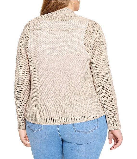 NIC + ZOE Plus Size Mesh Cocoon Open Front Long Sleeve Cardigan Product Image