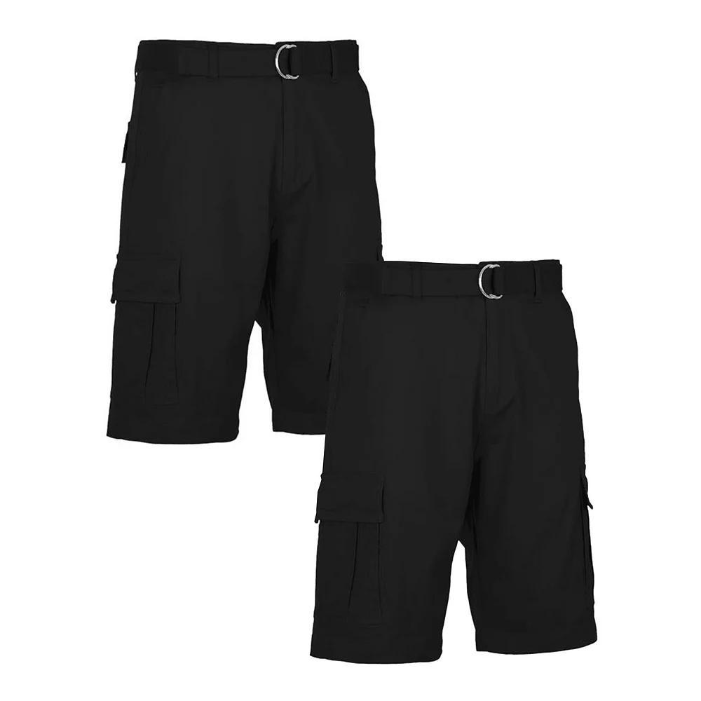 Men's Blu Rock 11.5" Men's Slim Fit Stretch Belted Cargo Shorts 2-Pack, Size: 36, Black Product Image