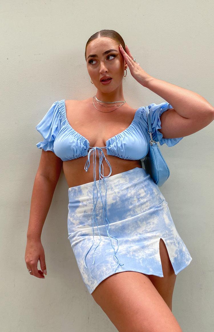 Alannah Crop Top Pastel Blue Product Image