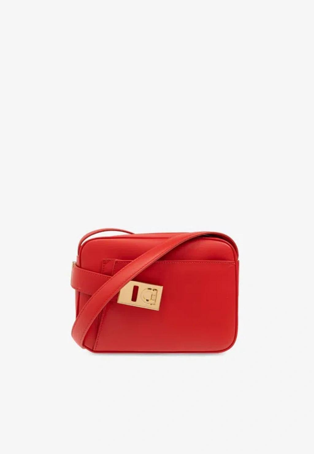 FERRAGAMO Archive Gancini Camera Crossbody Bag In Red Product Image