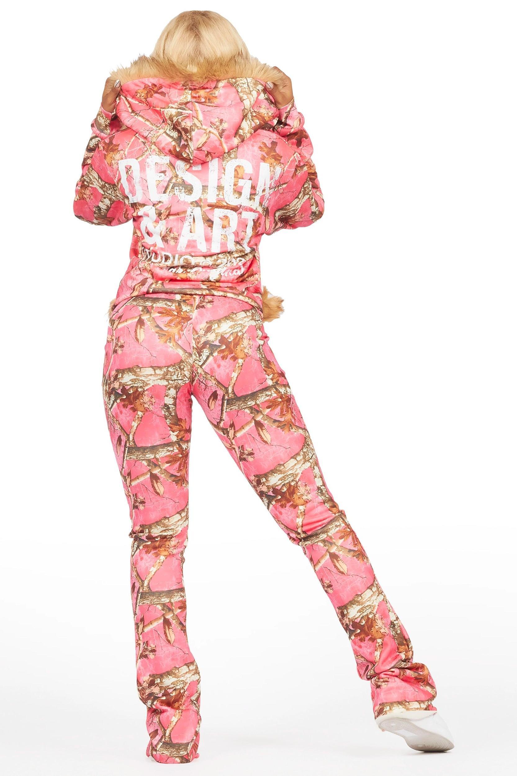 Benita Pink Tree Camo Super Stacked Trackset Female Product Image