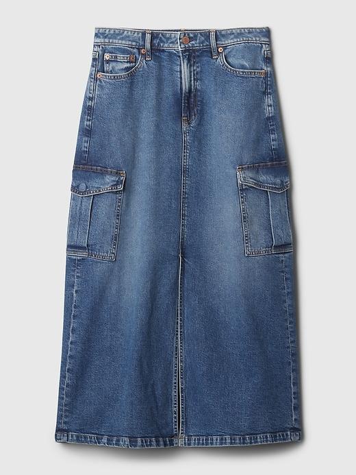 Denim Double Cargo Maxi Skirt Product Image