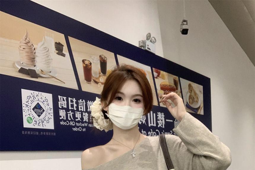 Long Sleeve One Shoulder Plain Knit Oversized Top Product Image