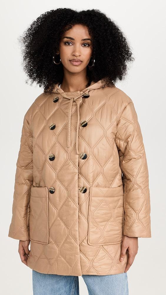 GANNI Shiny Quilt Hooded Jacket | Shopbop Product Image
