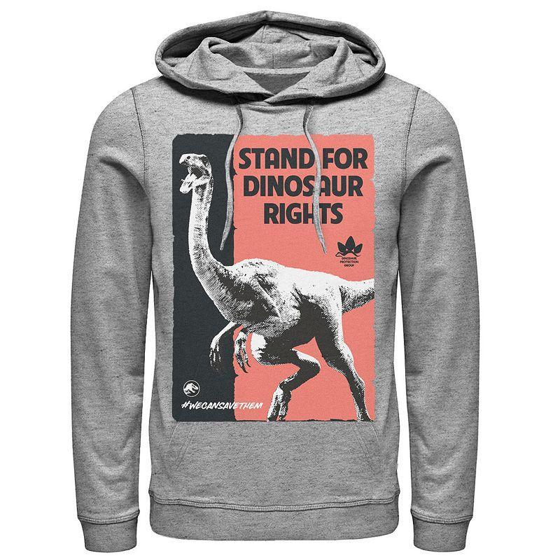 Men's Jurassic World Stand For Dinosaurs Poster Hoodie, Size: Small, Grey Heather Product Image