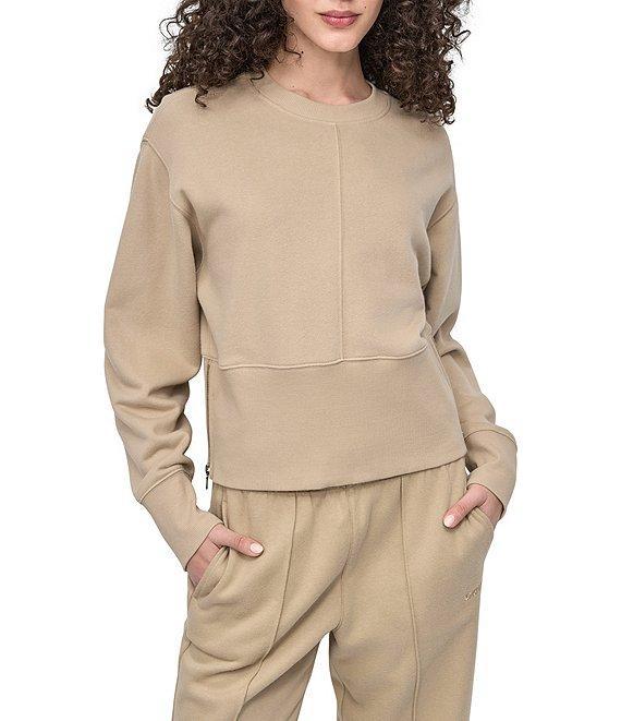 DKNY Sport By Donna Karan French Terry Cropped Crew Neck Side Zip Pullover Product Image