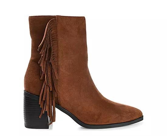 Journee Collection Womens Noriah Tru Comfort Foam Inside Zip Stacked Heel Booties Brown 6.5 Product Image