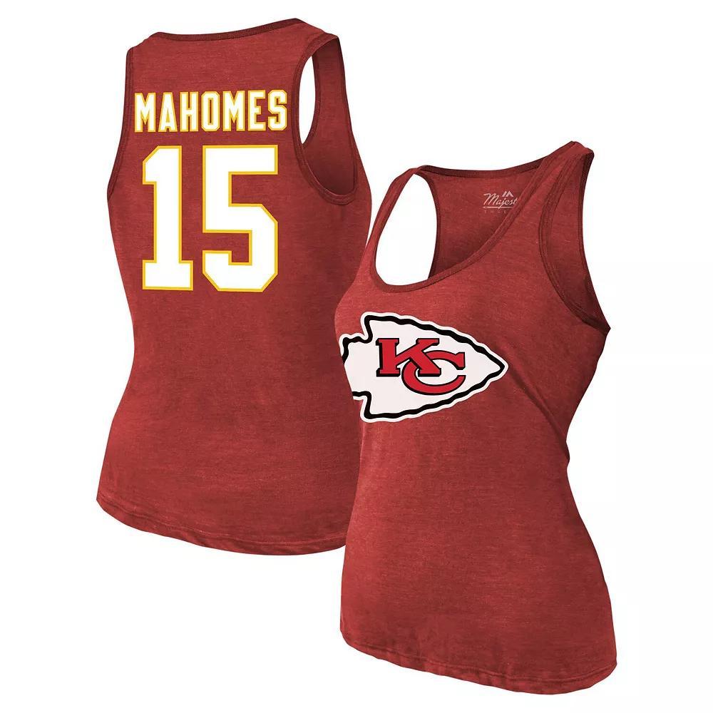 Women's Majestic Threads Patrick Mahomes Red Kansas City Chiefs Name & Number Tri-Blend Tank Top, Size: Small Product Image
