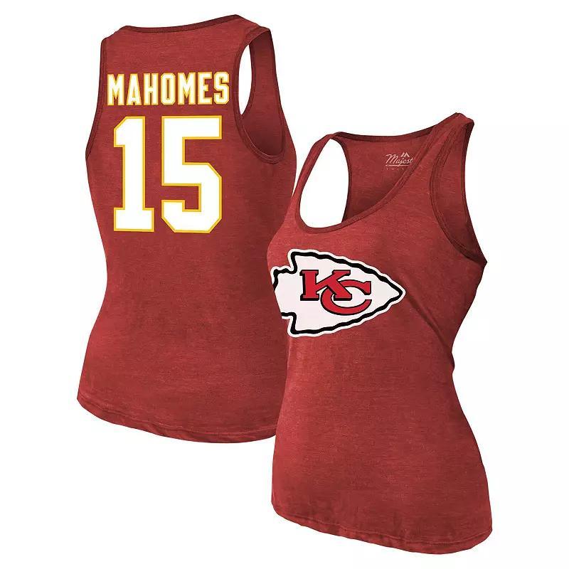 Women's Majestic Threads Patrick Mahomes Red Kansas City Chiefs Name & Number Tri-Blend Tank Top, Size: Small Product Image