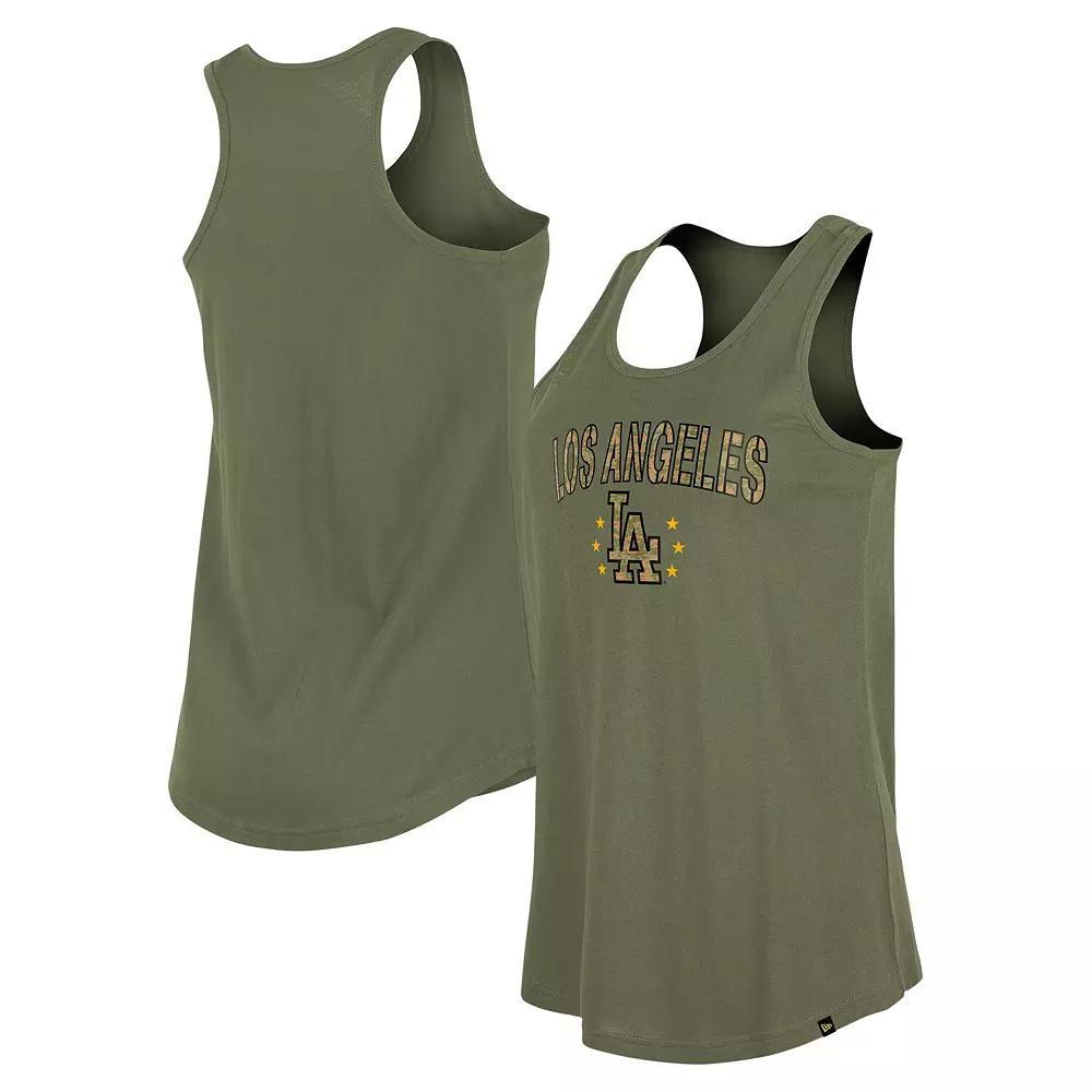 Women's New Era Olive Los Angeles Dodgers Armed Forces Day Tank Top, Size: Small, Team Product Image