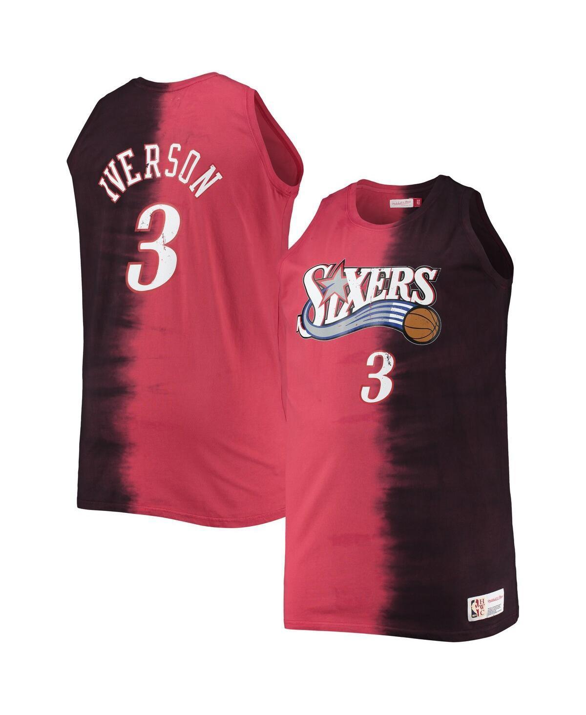 Men's Mitchell & Ness Allen Iverson Red/Black Philadelphia 76ers Big & Tall Profile Tie-Dye Player Tank Top, Size: 4XLT, 76r Red Product Image