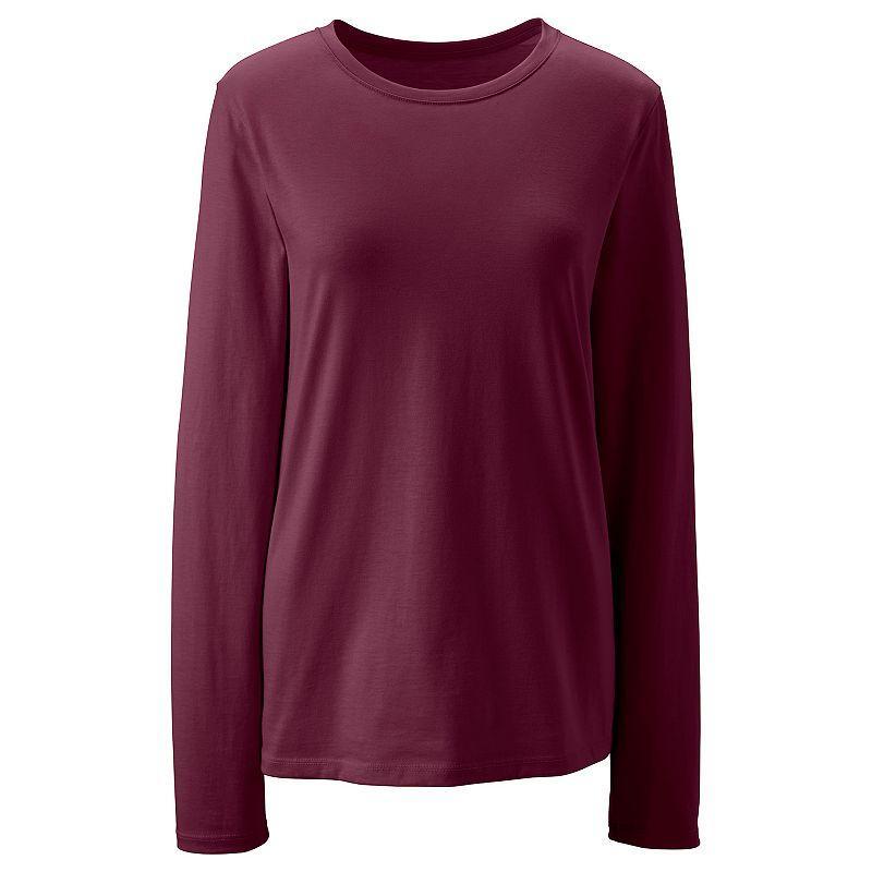 Petite Lands' End Relaxed-Fit Supima Long Sleeve Cotton Crewneck Tee, Women's, Size: XS Petite, Black Product Image