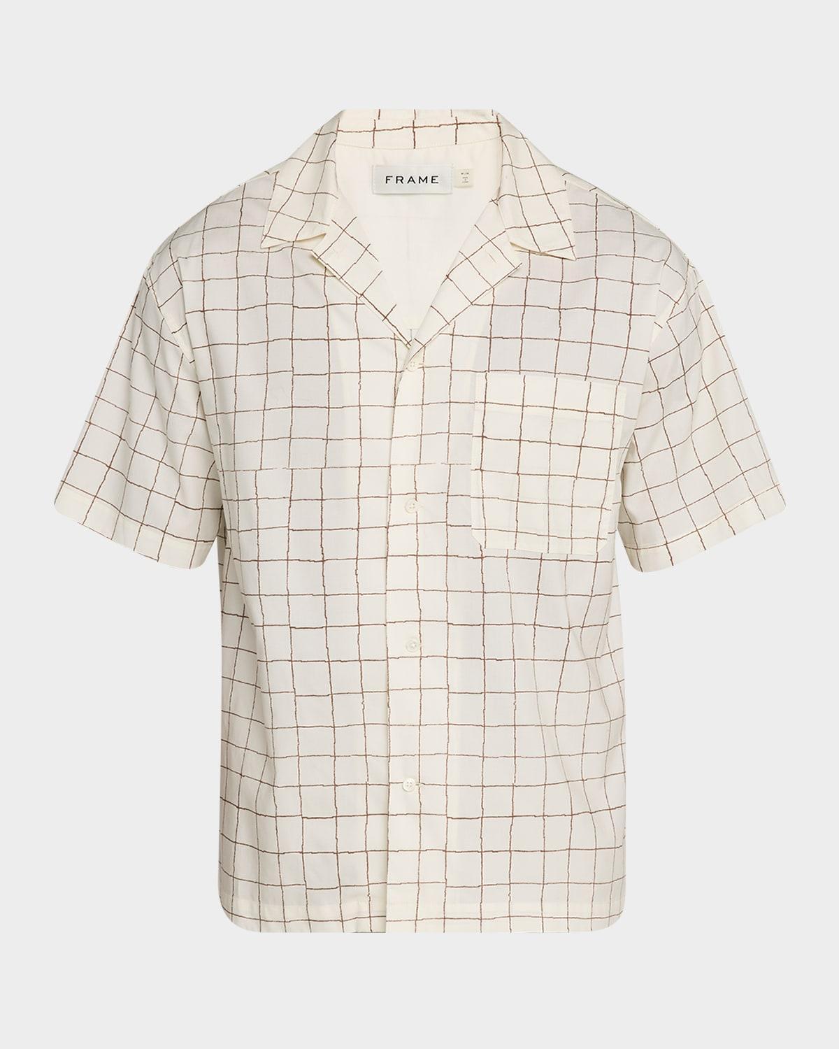 Men's Grid-Print Camp Shirt Product Image