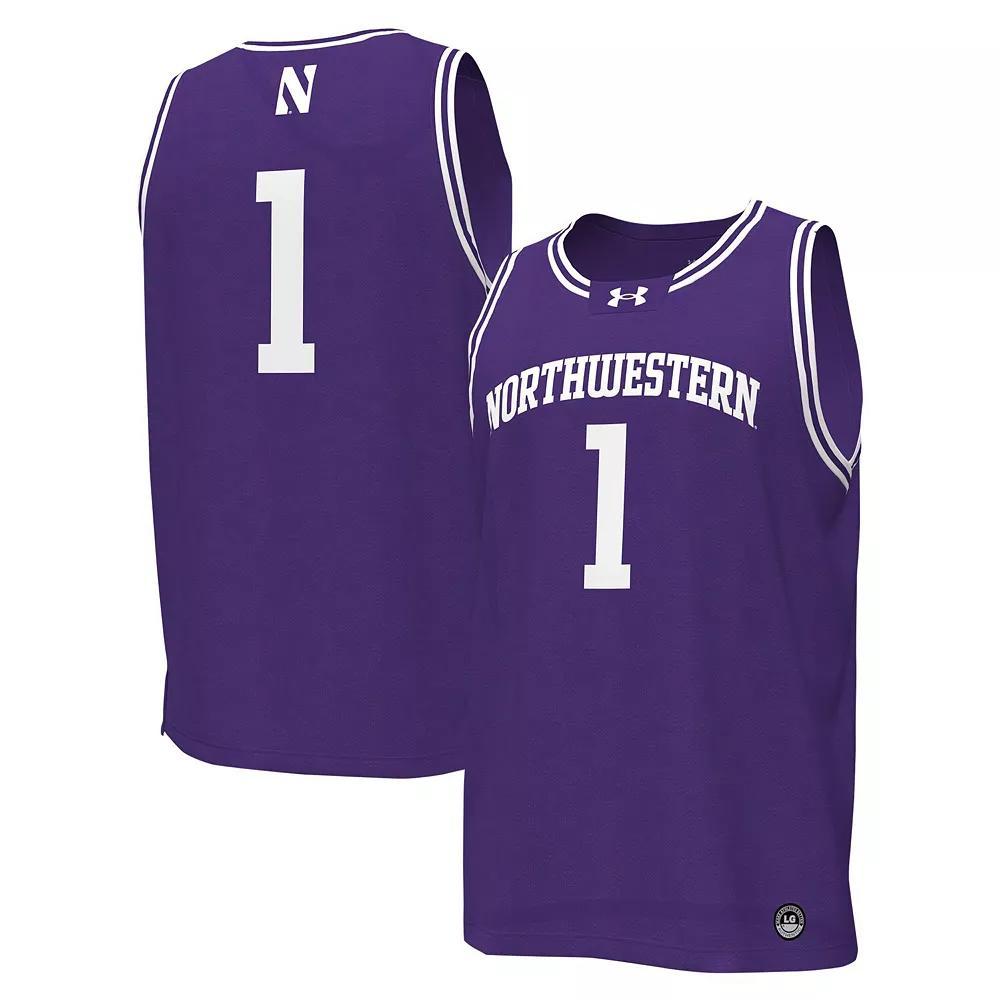 Men's Under Armour #1 Purple Northwestern Wildcats Replica Basketball Jersey, Size: Large Product Image