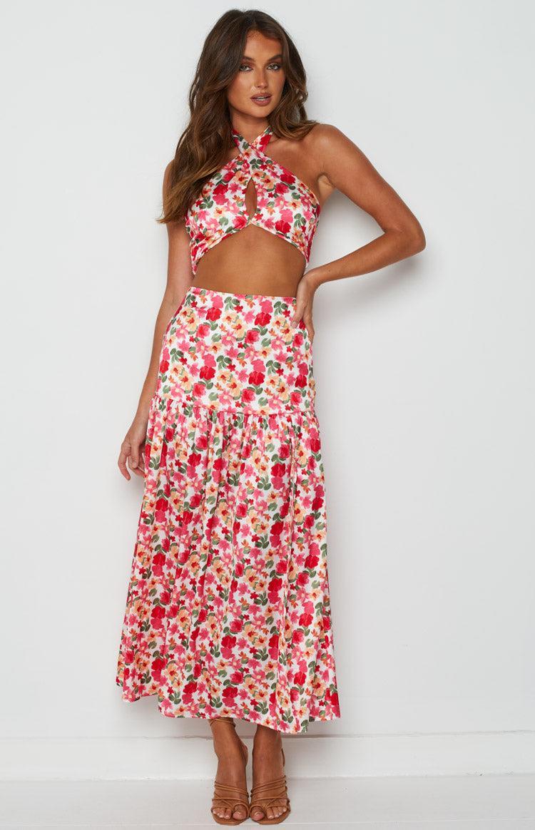 Juniper White Floral Halter Top Product Image