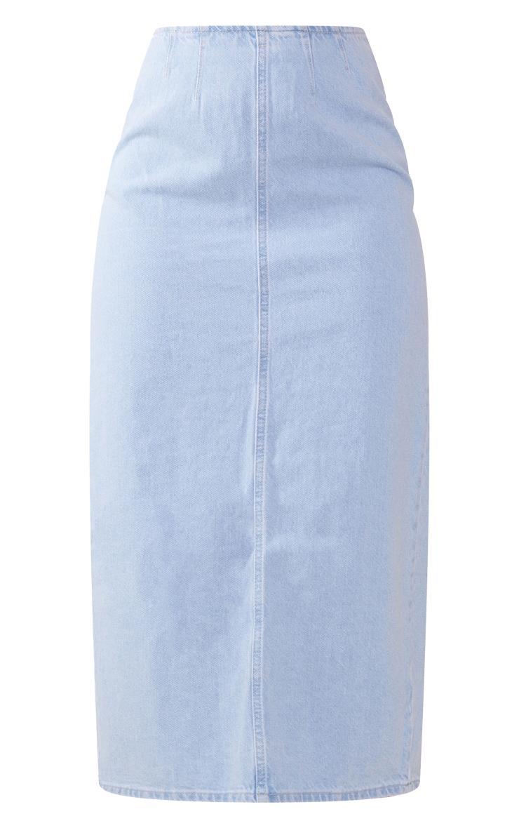 Light Blue Wash Denim Maxi Skirt Product Image