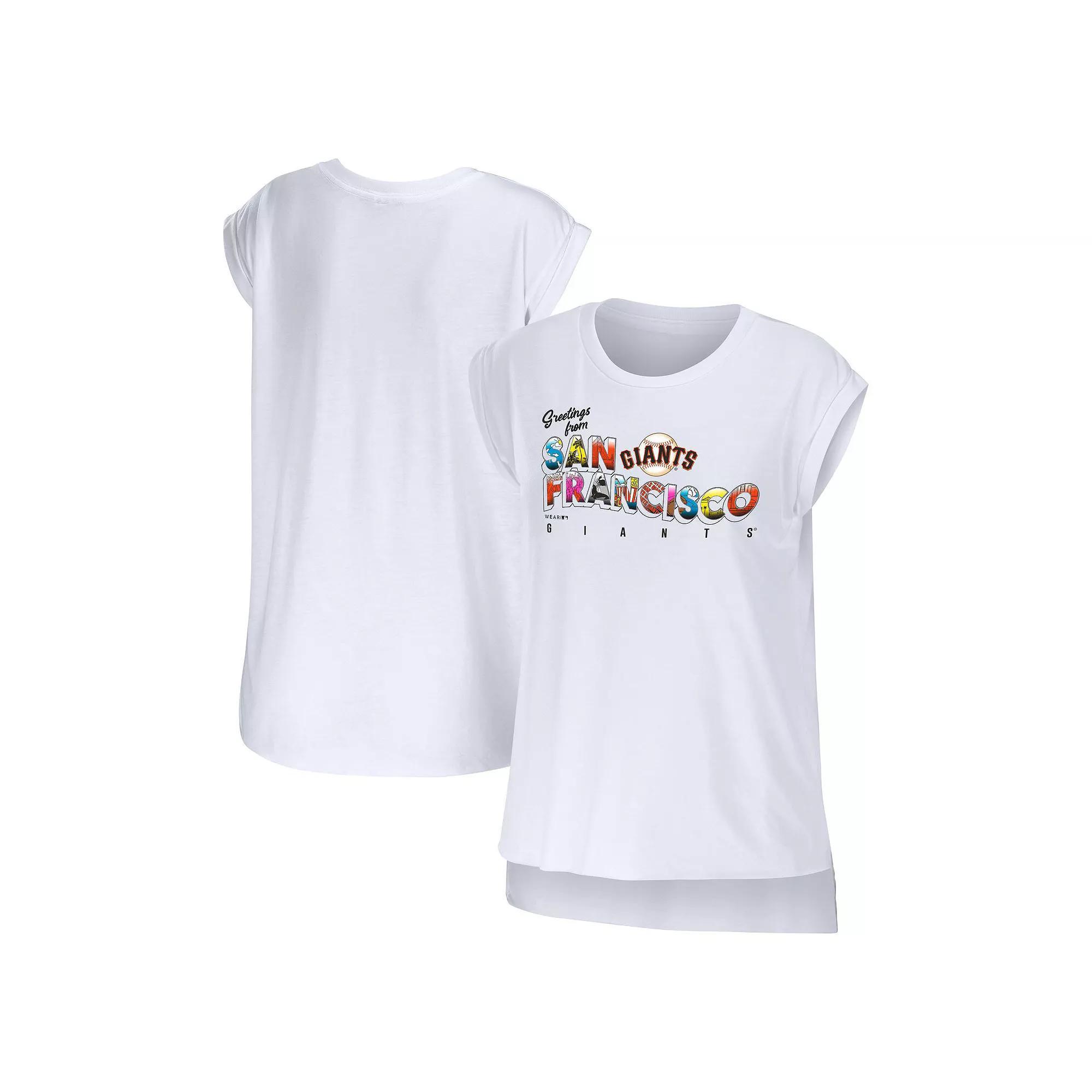 Women's WEAR by Erin Andrews White San Francisco Giants Greetings From T-Shirt, Size: Medium Product Image