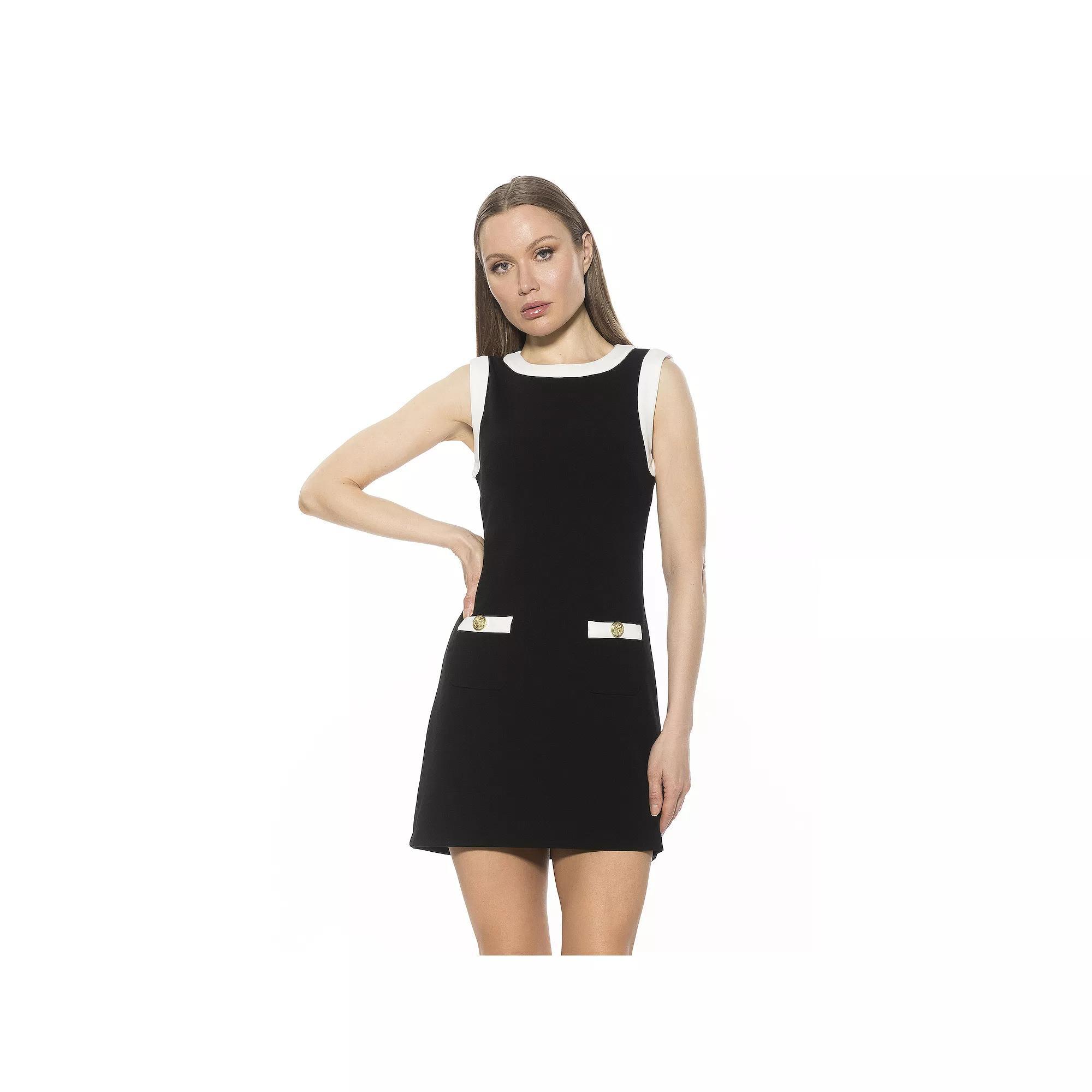Women's ALEXIA ADMOR Piper Contrast Crewneck Shift Mini Dress, Size: Medium, Ivory Product Image