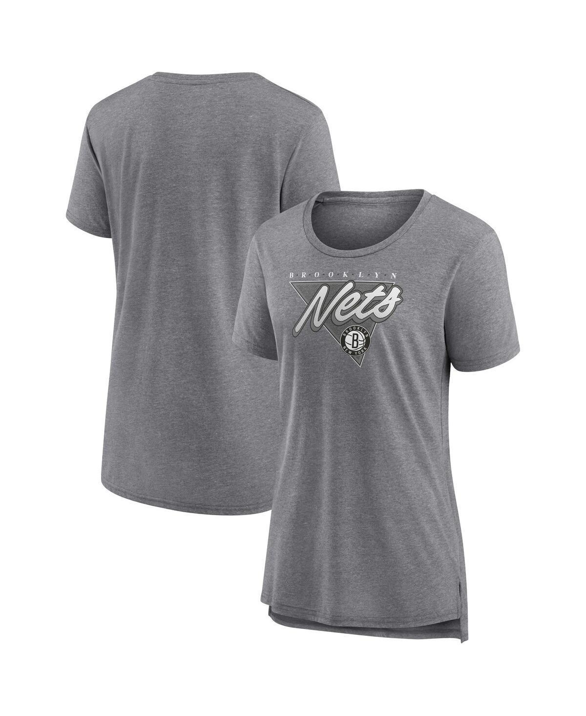 Women's Fanatics Branded Heathered Gray Brooklyn Nets True Classics Tri-Blend T-Shirt, Size: XL, Grey Product Image