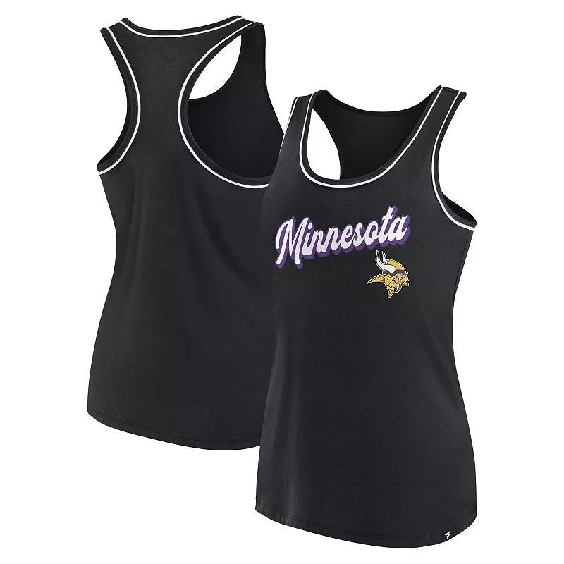 Women's Fanatics Branded Black Brooklyn Nets Wordmark Logo Racerback Tank Top, Size: Large Product Image