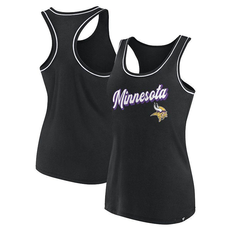 Women's Fanatics Branded Black Brooklyn Nets Wordmark Logo Racerback Tank Top, Size: Large Product Image