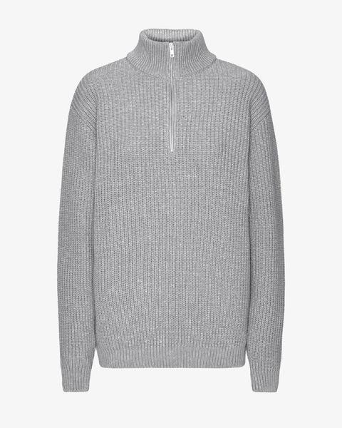 Merino Quarter Zip - Heather Grey Product Image