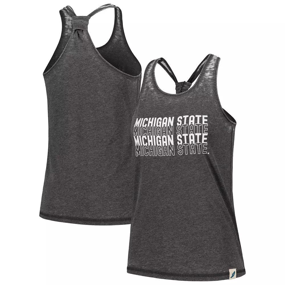 Women's League Collegiate Wear Black Michigan State Spartans Stacked Name Racerback Tank Top, Size: Small Product Image
