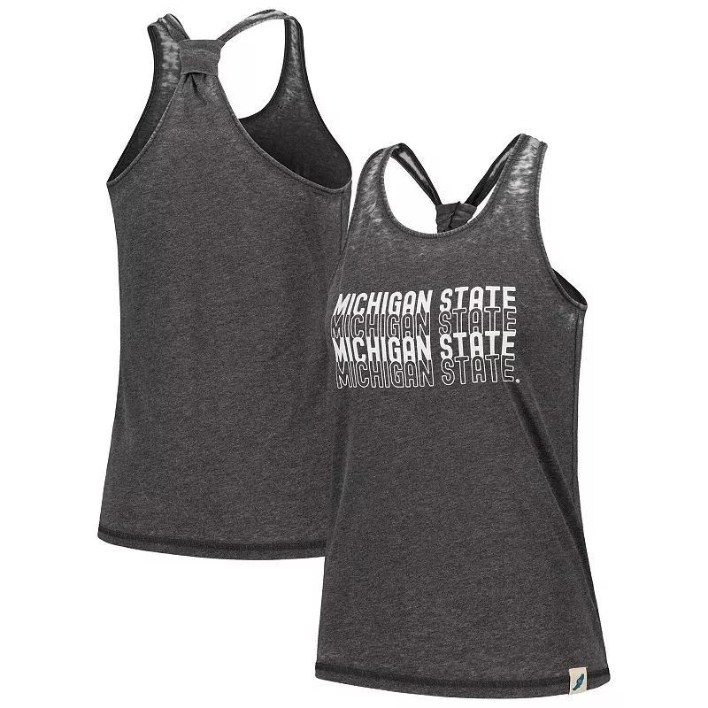 Women's League Collegiate Wear Black Michigan State Spartans Stacked Name Racerback Tank Top, Size: Small Product Image
