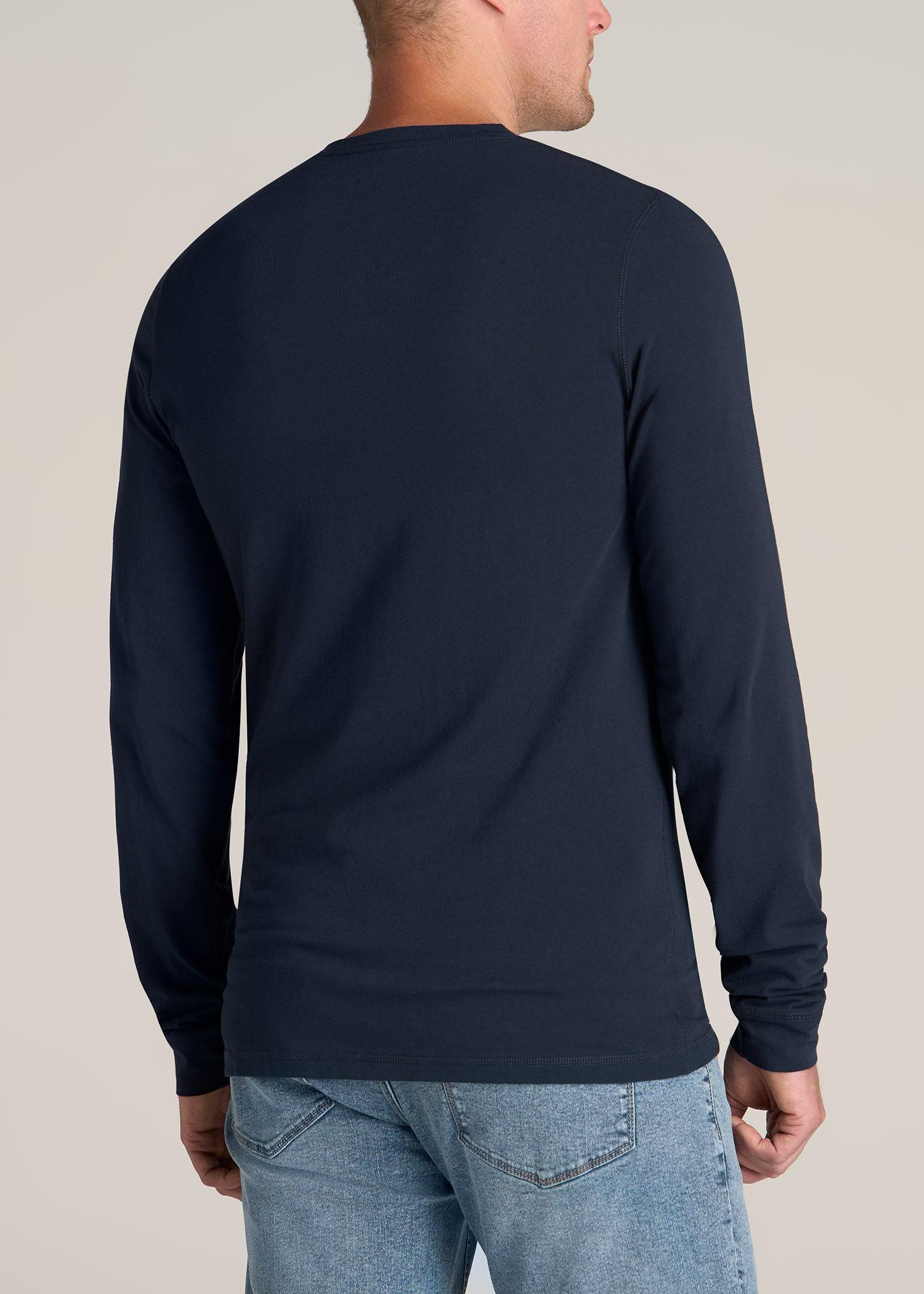 Pima Stretch Knit Henley Shirt for Tall Men in Evening Blue Product Image