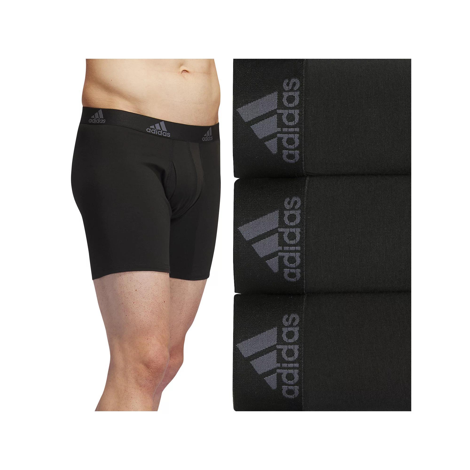 Men's adidas 3-pack Cotton Stretch Boxer Briefs, Size: Small, Black Onix Gray Product Image