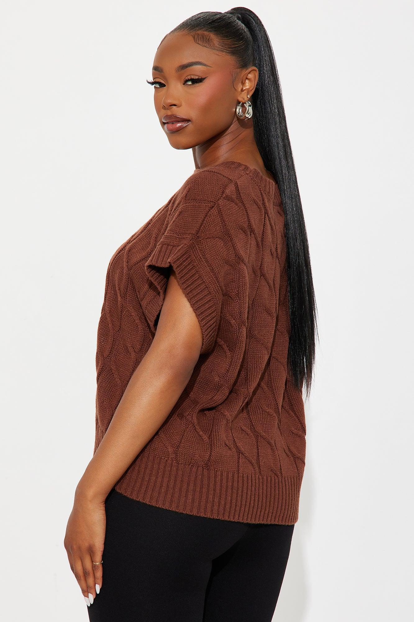 CALM VIBES SWEATER VEST - Chocolate Product Image