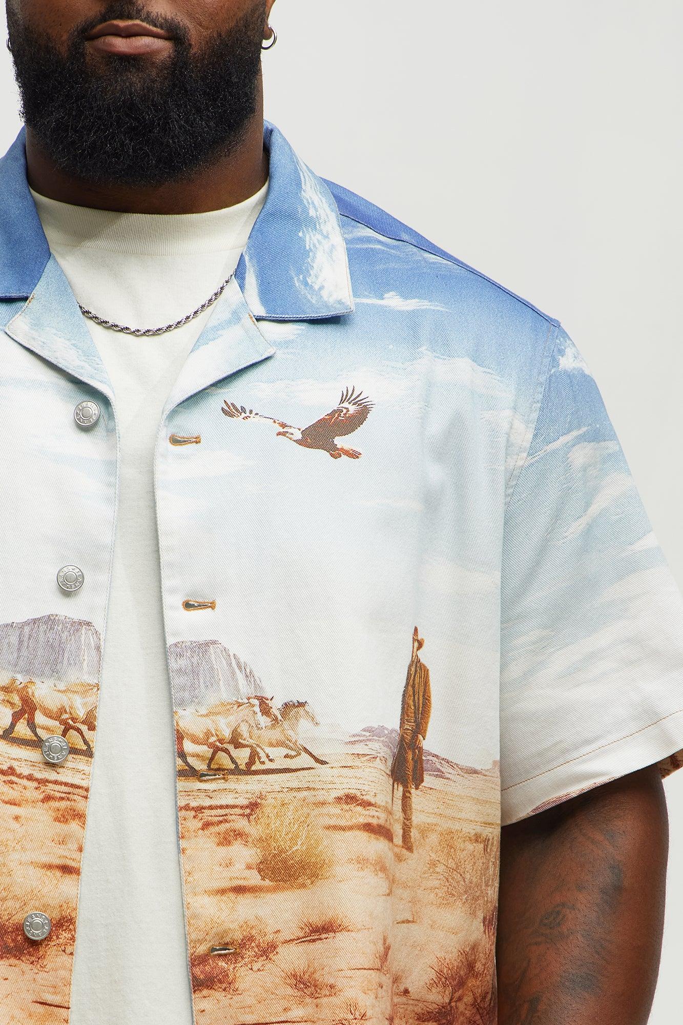 Stand Off Boxy Cuban Collar Shirt - Multi Color Product Image