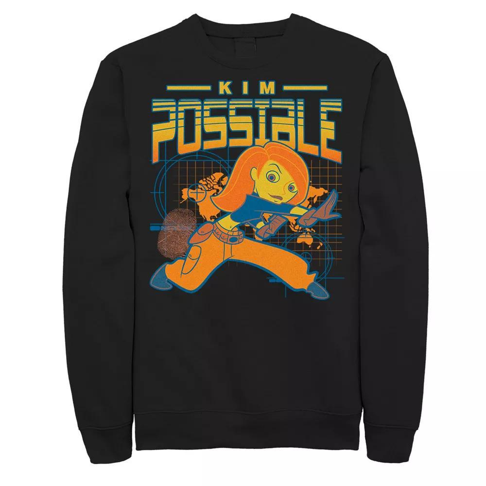 Men's Disney's Kim Possible Spy Map Location Fingerprint Sweatshirt, Size: XL, Black Product Image