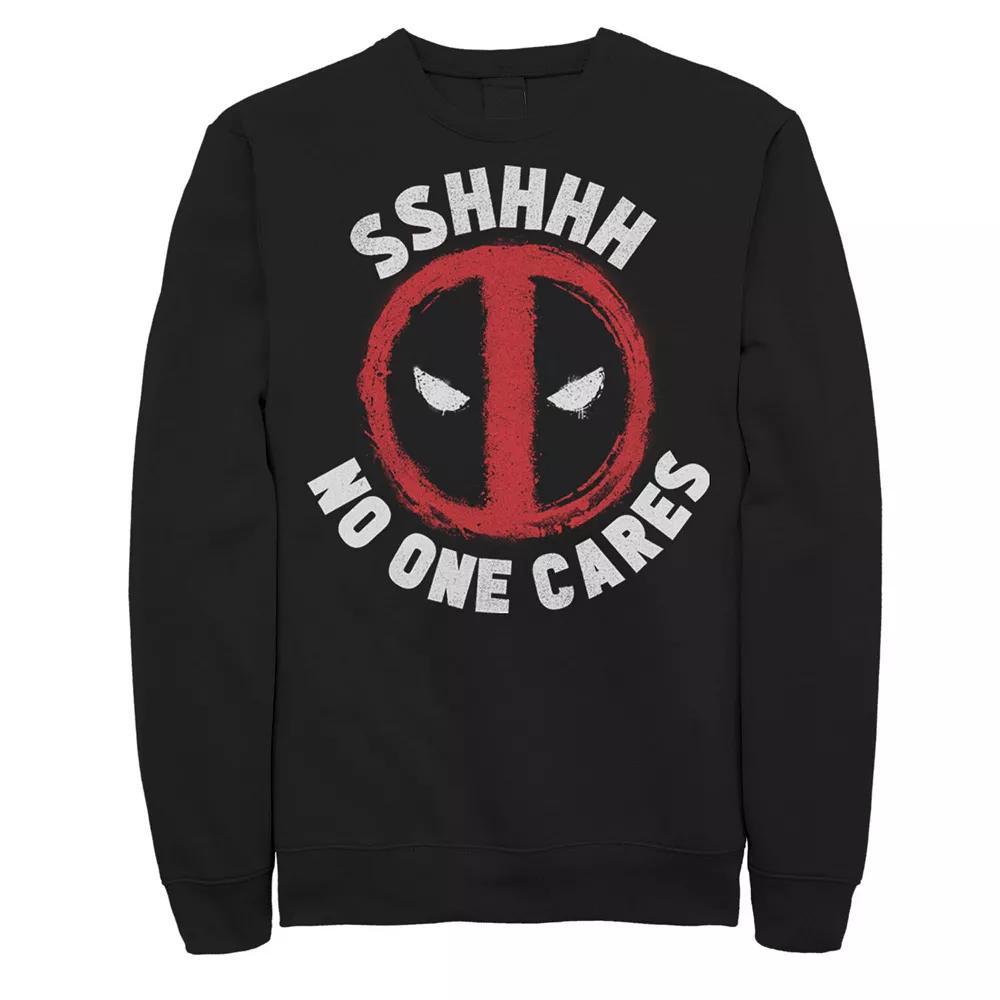 Men's Deadpool No One Cares Logo Sweatshirt, Size: Medium, Black Product Image