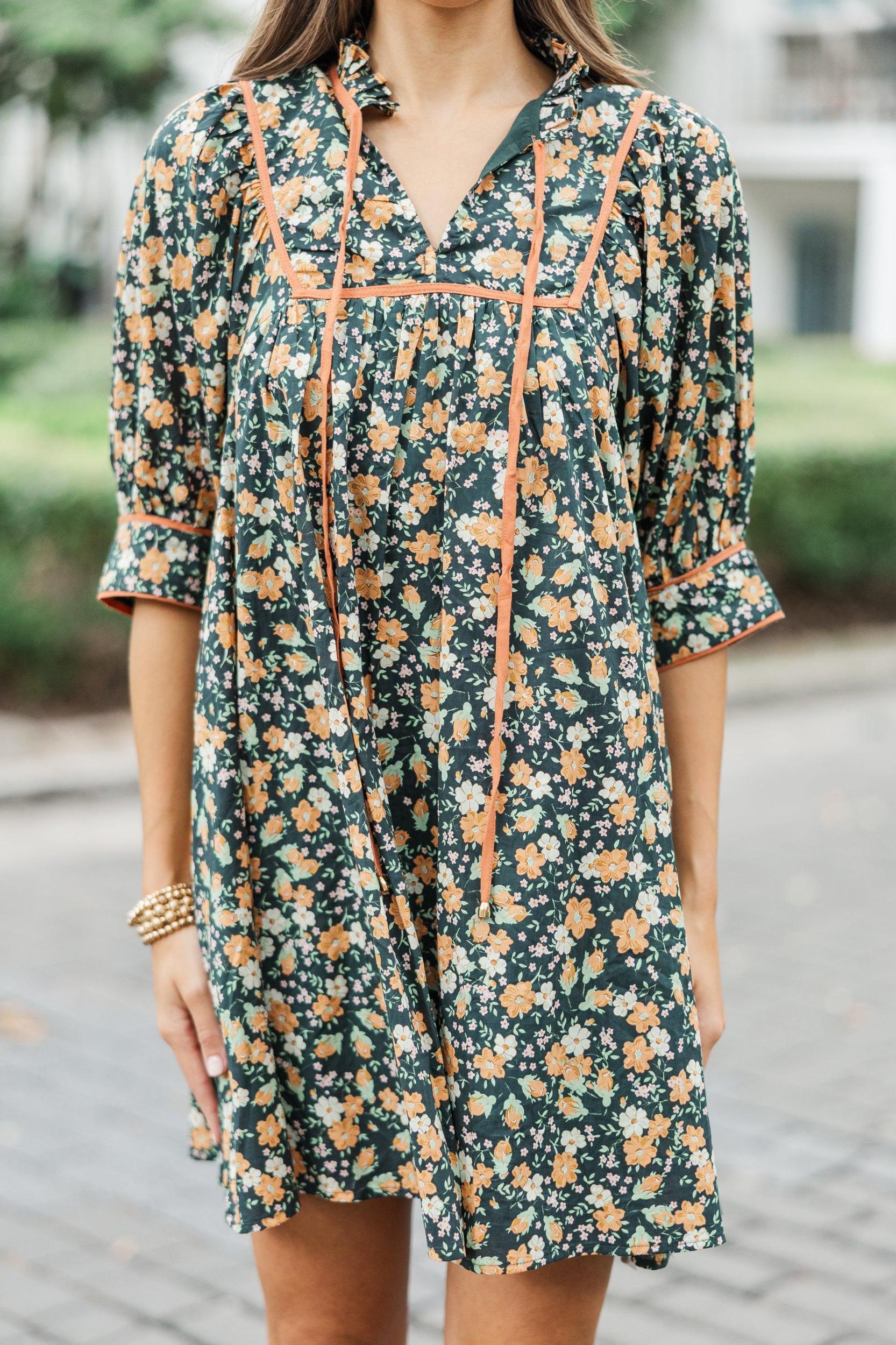 Figure It All Out Black Ditsy Floral Dress Female Product Image