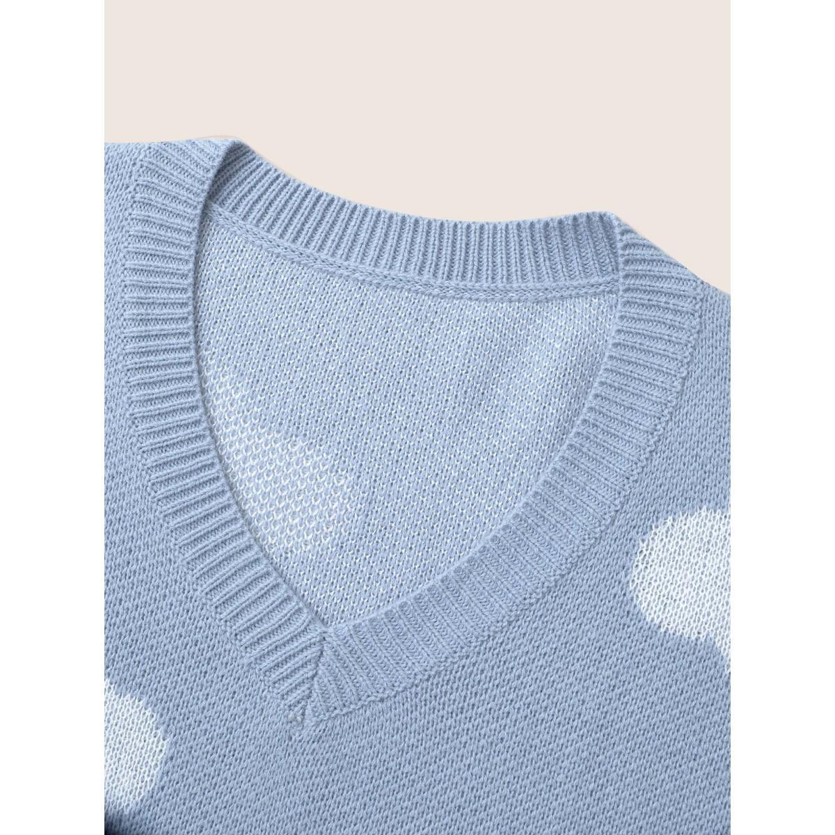Plus Size Blue Sky White Clouds V Neck Pullover Stone Women Casual Long Sleeve V-neck Everyday Pullovers BloomChic 12/L Product Image