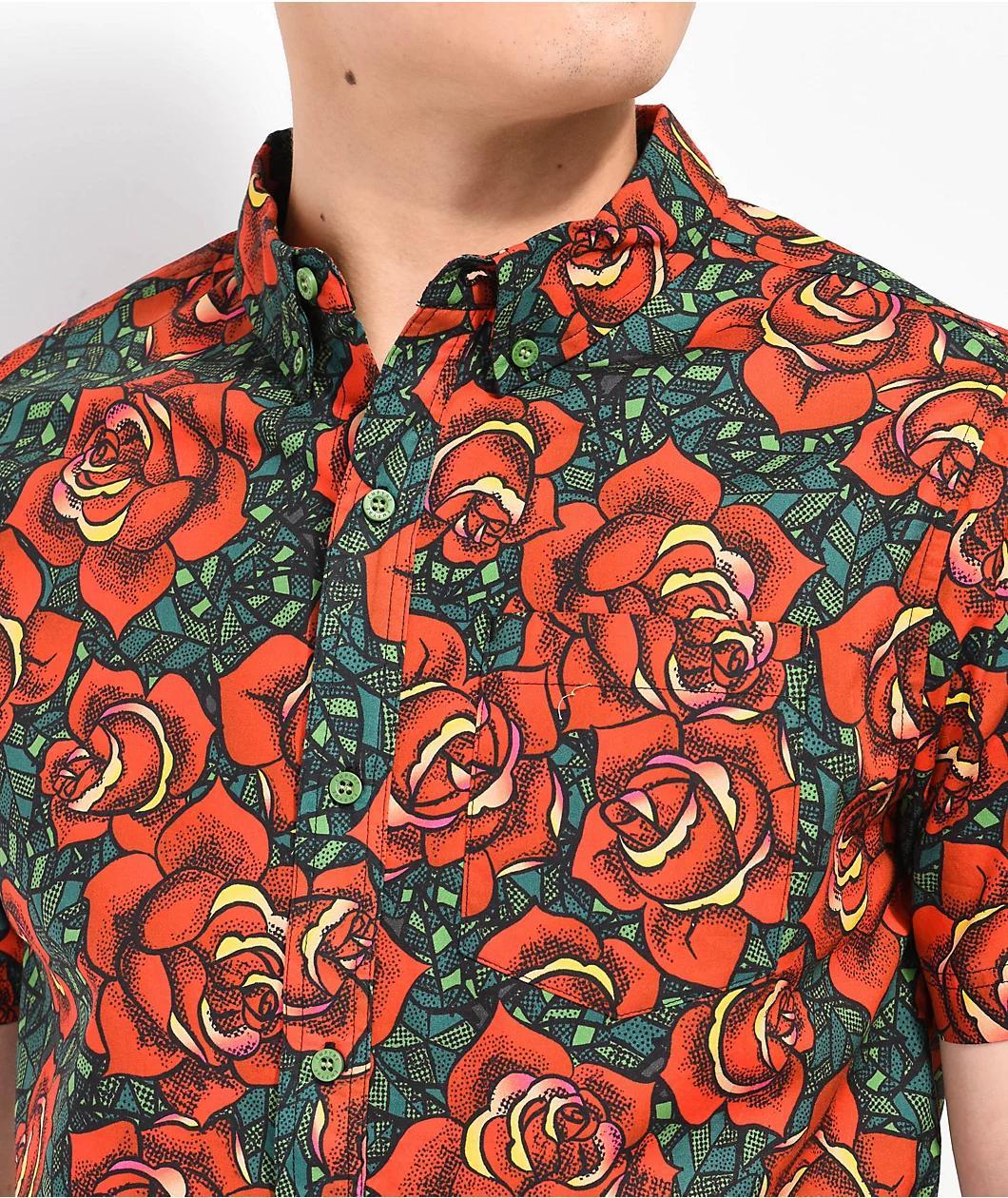 Empyre Otto Floral Red Short Sleeve Button Up Shirt Product Image