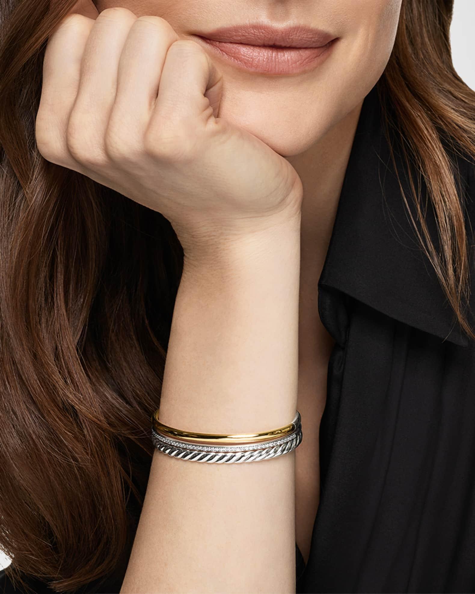 Cable Bracelet with Gemstone in Silver with 18K Gold, 4mm Product Image